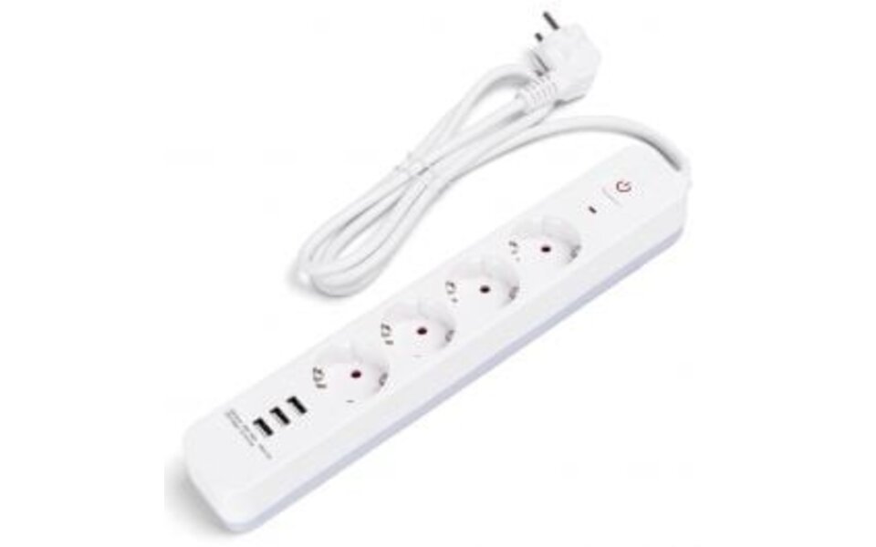 HLW LED Power strip with USB – 4 sockets & 3 USB-A, extension cord 1.5m, LED accessories HLW LED Power strip with USB – 4 sockets & 3 USB-A, extension cord 1.5m, LED accessories