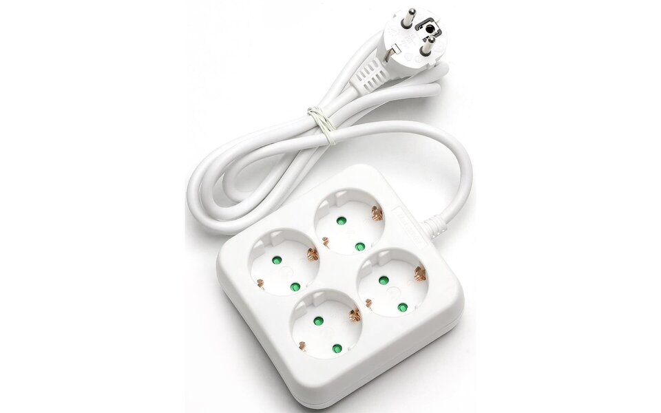 HLW LED Aigi Unkan Power Strip Extension Cord 3680W - 4 Outlets - White - LED Accessories