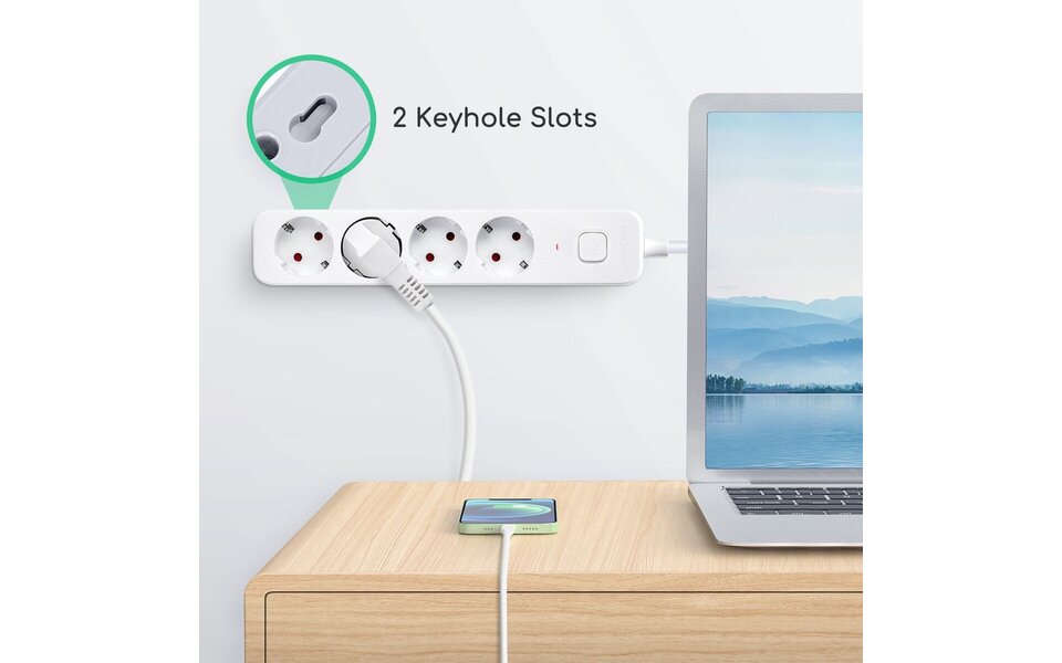 HLW LED Power Strip with Switch - 3680W LED Accessories, 4 Outlets & 1.5m Extension Cord