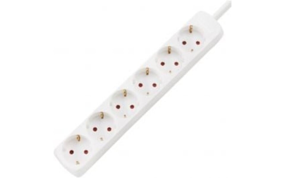 HLW LED Aigi Wayne Stekkerdoos 3680W - 6 Stopcontacten - 1.5m Verlengsnoer Wit