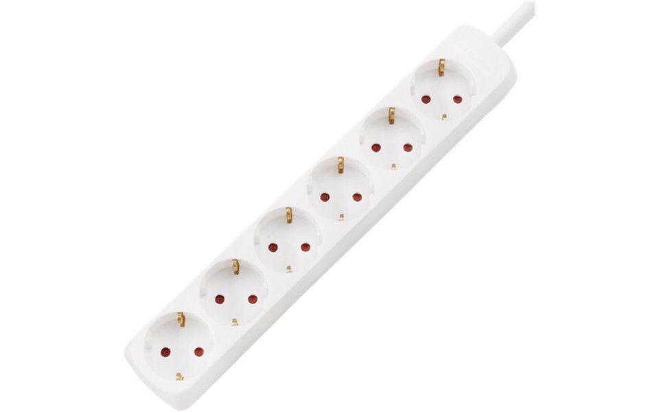 HLW LED Aigi Wayne Power Strip 3680W - 6 Outlets - 1.5m Extension Cord White