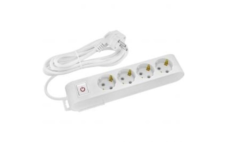 HLW LED Power Strip with Switch – 3m Extension Cord with 4 Sockets & Grounding