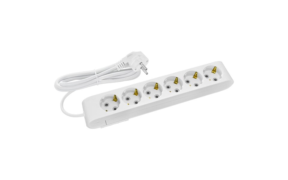 HLW LED Power Strip Extension Cord 1.5m with 6 Sockets and Earth Grounding - LED Accessories, Light Cord & Plug