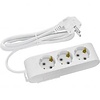Power Strip Extension Cord 3 Outlets - White, 1.5m