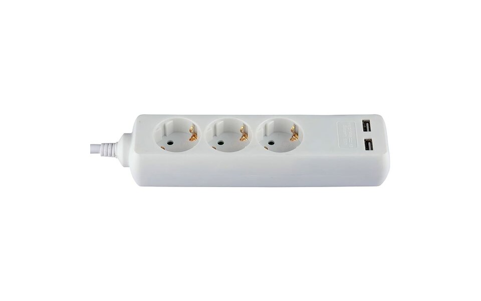 HLW LED Viron Serino Stekkerdoos met USB - 3680W Verlengsnoer met 3 Stopcontacten