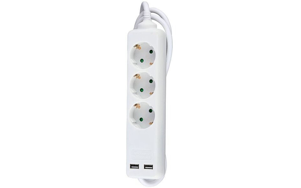 HLW LED Viron Serino Power Strip with USB - 3680W Extension Cord with 3 Outlets