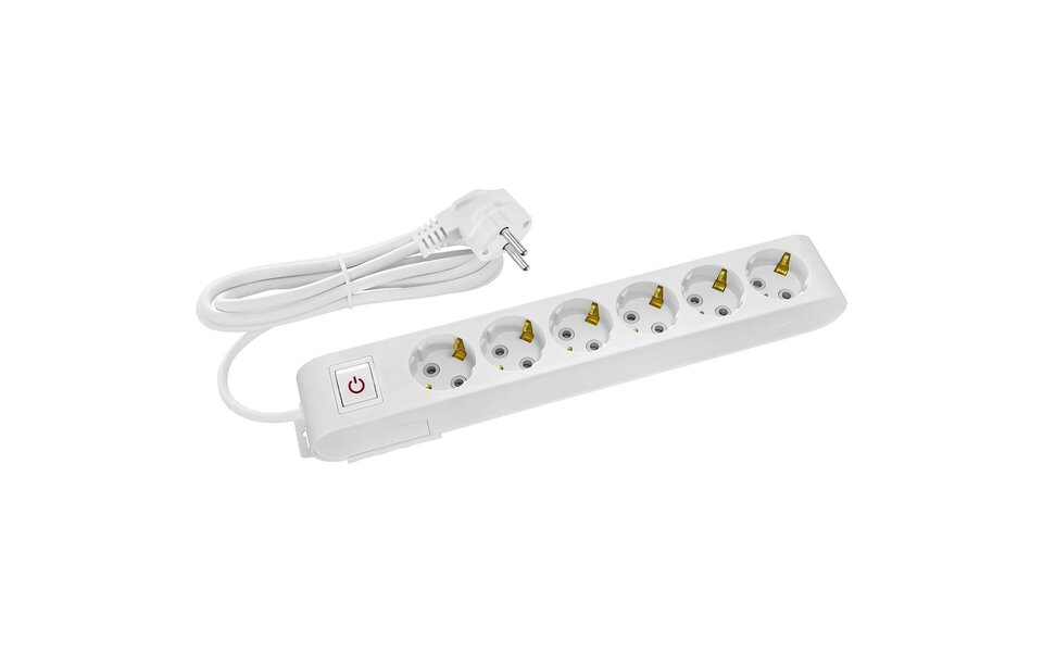 HLW LED Power Strip with Switch - Extension Cord 1.5m with 6 Outlets & Grounding
