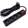 Power Strip with Switch 3680W - 4 Outlets - 3m Black Power Strip with Switch 3680W - 4 Outlets - 3m Black