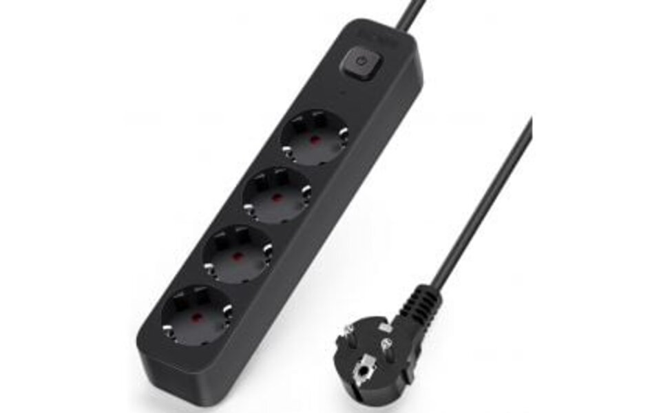 HLW LED Aigi Quino Power Strip with Switch - 4 Outlets, 1.5m Extension Cord, 3680W LED Accessories