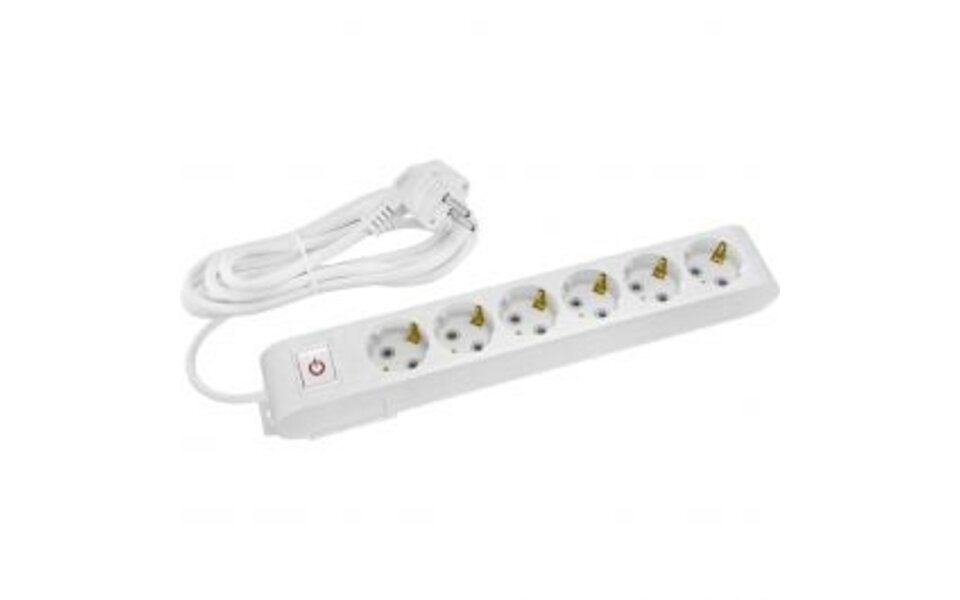 HLW LED Power strip with switch and 3m extension cord - 6 sockets - LED accessories
