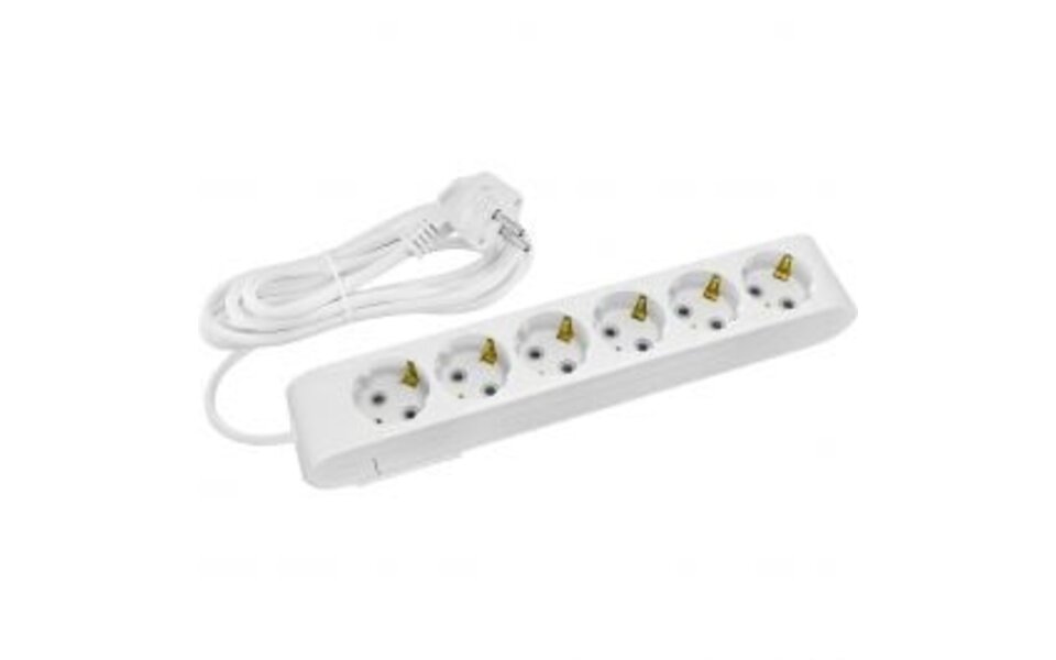 HLW LED Stekkerdoos Verlengsnoer 3m - 6 Stopcontacten, Randaarde - LED Toebehoren