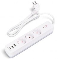 Power Strip with USB & Extension Cord - 3 Outlets, 3 USB Ports