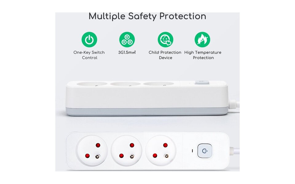 HLW LED Power strip with switch 2300W - Extension cord 1.5m, 3 sockets - LED accessories & light cord HLW LED Power strip with switch 2300W - Extension cord 1.5m, 3 sockets - LED accessories & light cord