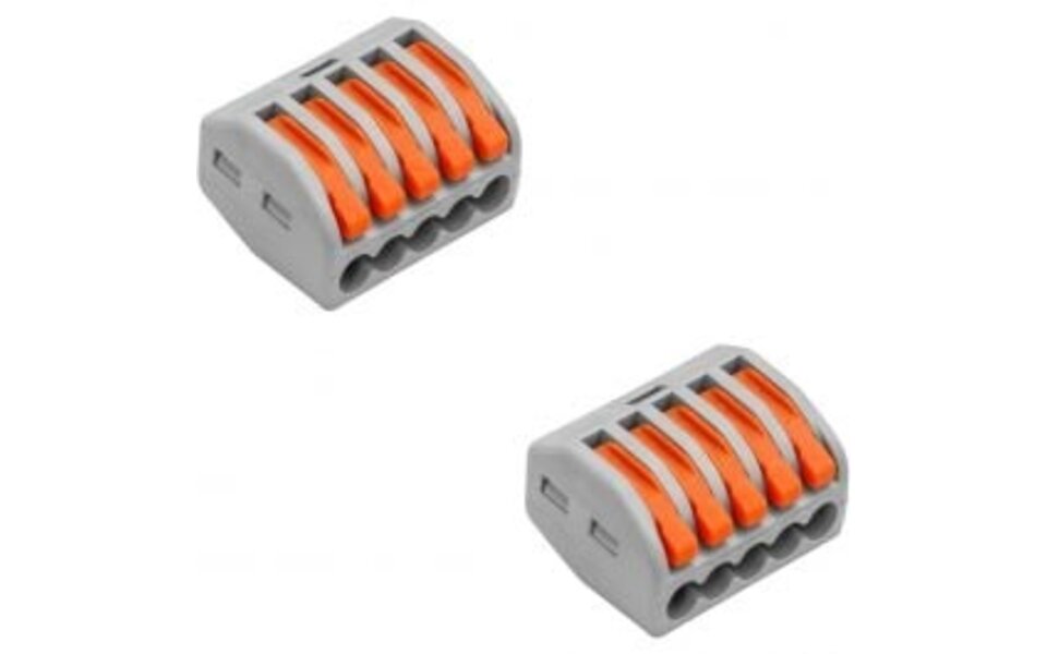 HLW LED Lasklem Set 2 Stuks - 5 Polig met Klemmetjes voor LED Toebehoren, Grijs/Oranje