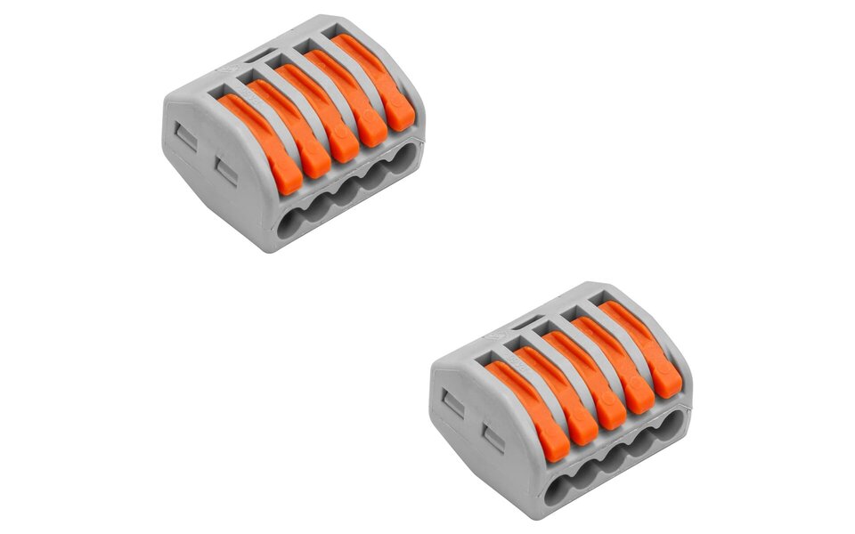 HLW LED Lasklem Set 2 Stuks - 5 Polig met Klemmetjes voor LED Toebehoren, Grijs/Oranje