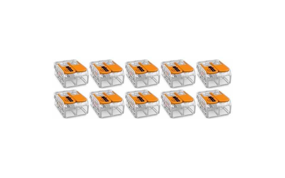WAGO WAGO Lasklem Set 10 Stuks - 2 Polig Oranje met Klemmetjes voor LED Toebehoren WAGO WAGO Lasklem Set 10 Stuks - 2 Polig Oranje met Klemmetjes voor LED Toebehoren