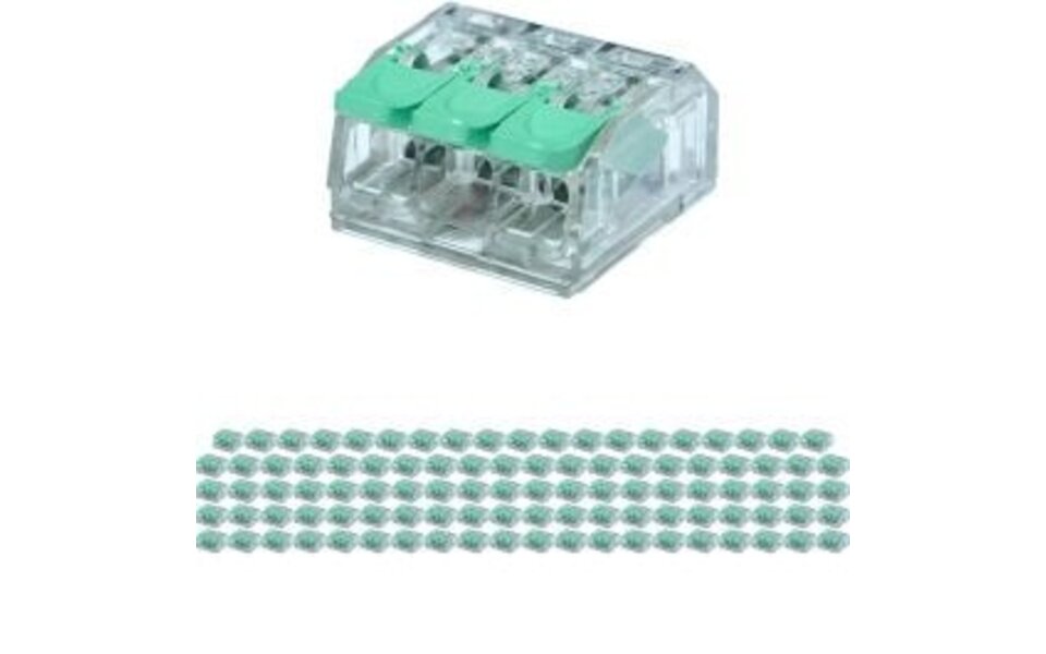 HLW LED 3-Pin Green Cable Clamp - 100 Pieces Connection Clamps for LED Accessories