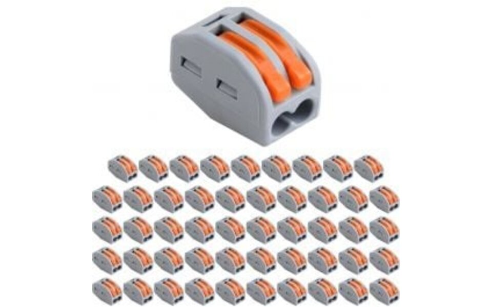 HLW LED Lasklem 50 Stuks - 2 Polig Verbindingsklem LED Toebehoren Grijs/Oranje