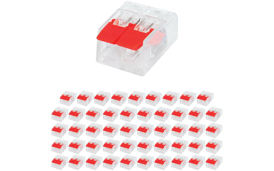 HLW LED Splice Connector 50 Pieces - 2-Pole Connection Clip - Safe LED Accessories Red HLW LED Splice Connector 50 Pieces - 2-Pole Connection Clip - Safe LED Accessories Red