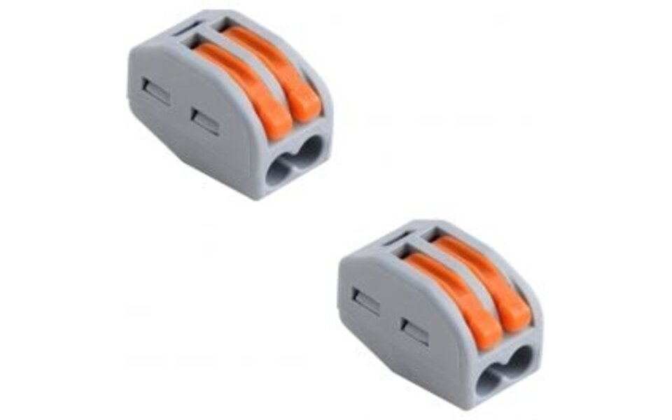 HLW LED Lasklem Set 2 Stuks - 2 Polig met Klemmetjes | LED Toebehoren Grijs/Oranje