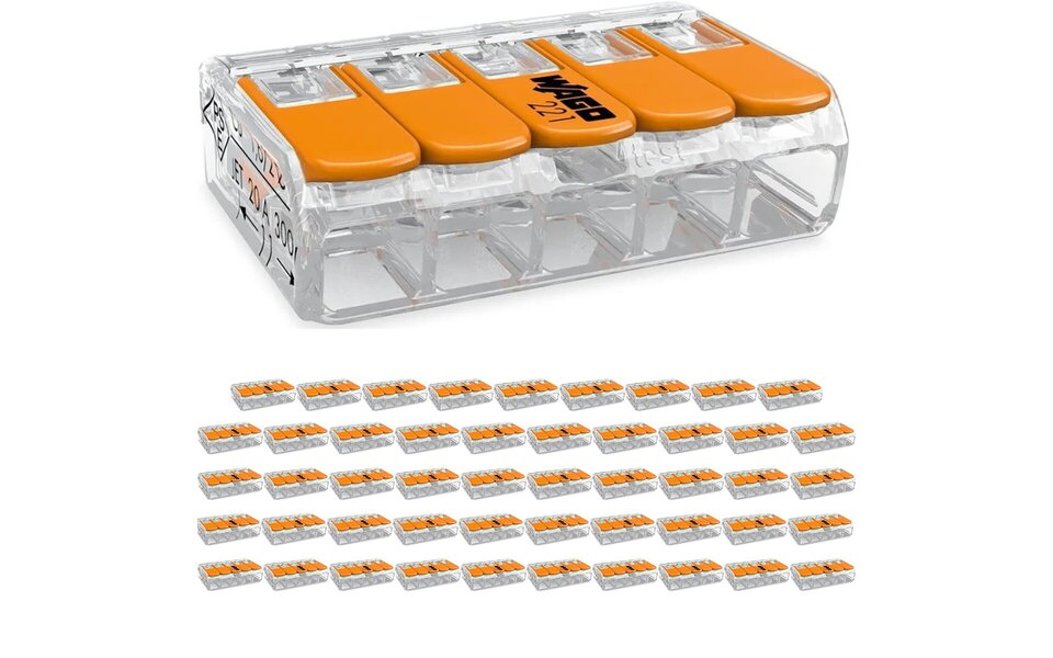 WAGO WAGO 5-pole Splice Terminal Set 50 pcs Orange - Ideal for LED Accessories