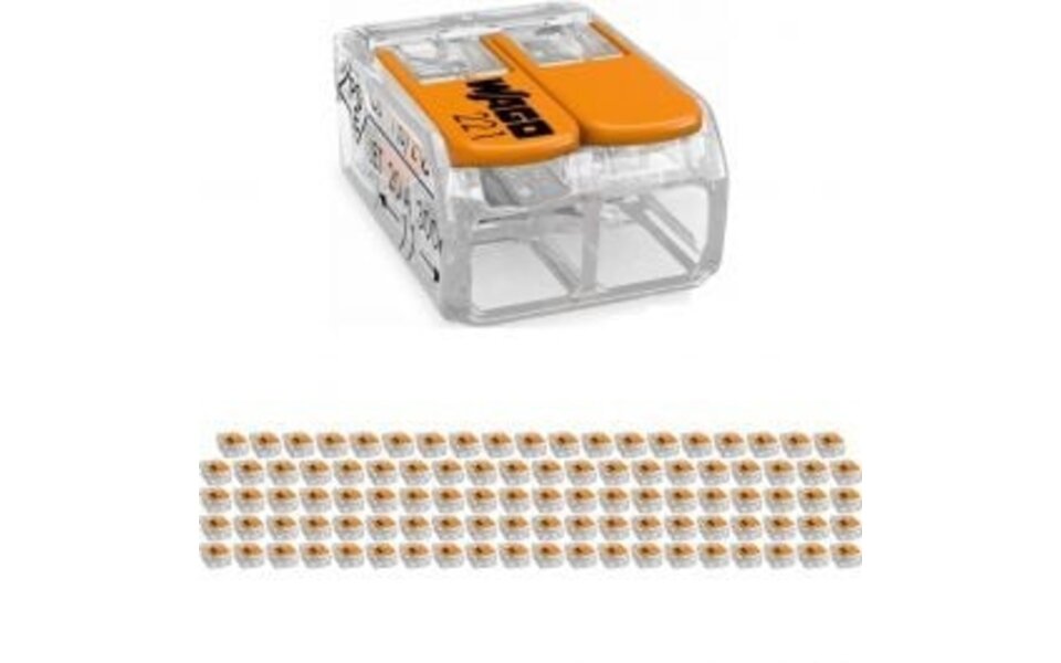 WAGO WAGO Lasklem Set 100 stuks - 2 polig LED toebehoren met oranje klemmetjes
