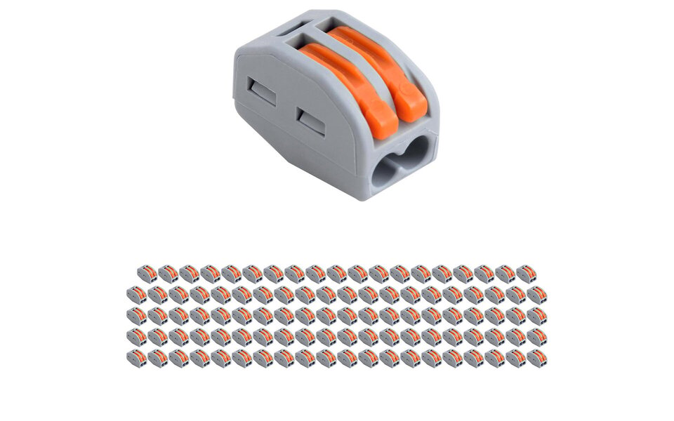 HLW LED 2-pole terminal block with clips - 100 pieces | Reliable LED accessories