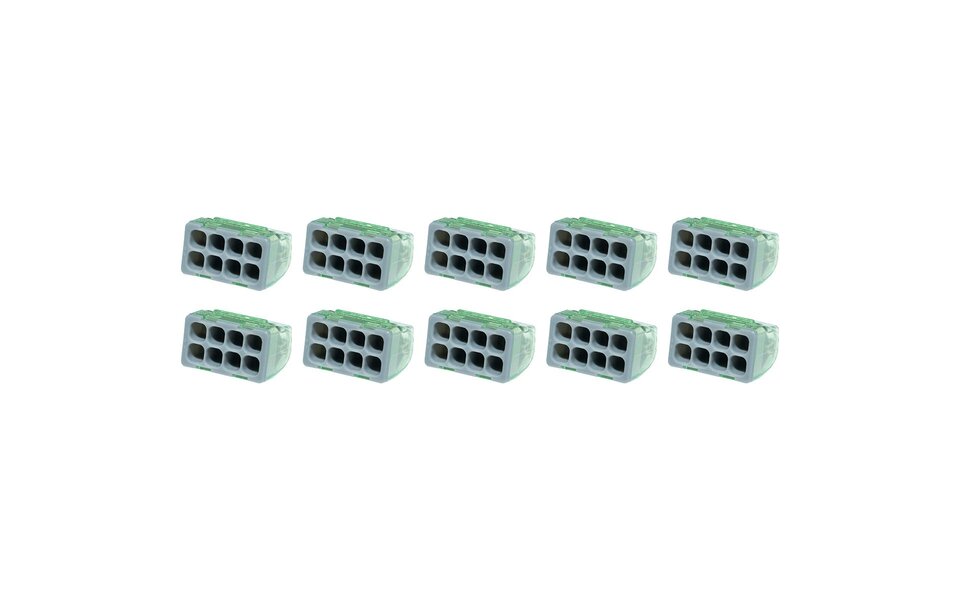 HLW LED Vintex 8 Polige Lasklem - 0.2-2.5 mm² - Grijs - 10 Stuks LED Toebehoren