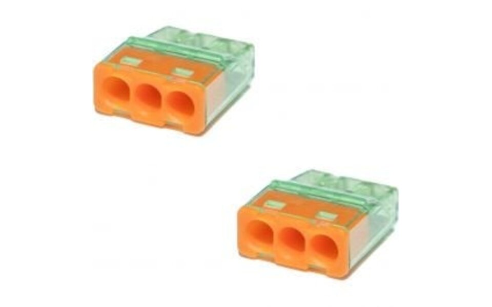 HLW LED Vintex 3-polige Oranje Lasklem 0.2-2.5 mm² - Betrouwbaar LED Toebehoren, 2 Stuks