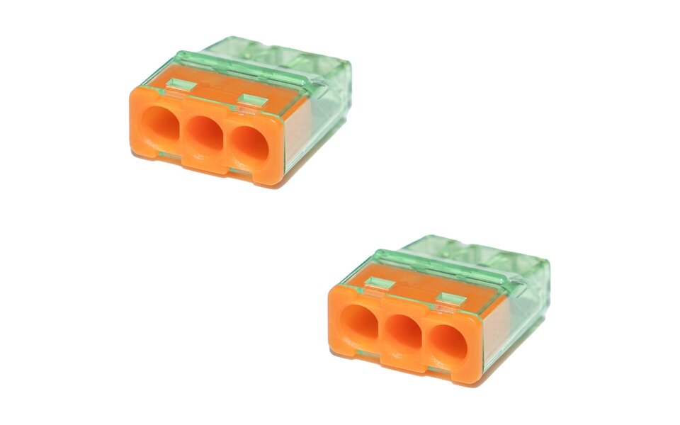 HLW LED Vintex 3-pole Orange Splice Connector 0.2-2.5 mm² - Reliable LED Accessories, 2 Pieces