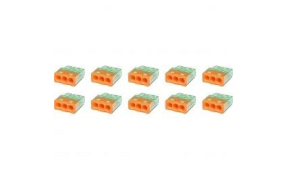 HLW LED Vintex 3-polige Oranje Lasklem 0.2-2.5 mm² - LED Toebehoren - 10 Stuks HLW LED Vintex 3-polige Oranje Lasklem 0.2-2.5 mm² - LED Toebehoren - 10 Stuks