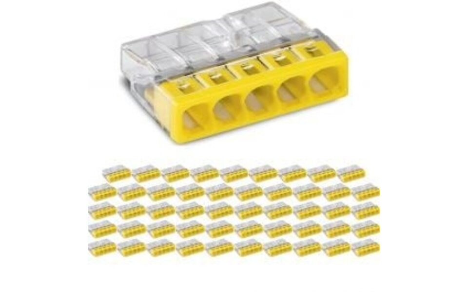 WAGO WAGO 5-polige Gele Lasklem 0.5-2.5mm² - 50 Stuks | LED Toebehoren
