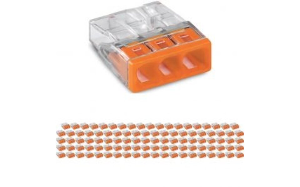 WAGO WAGO 3-pole 0.5-2.5mm² Orange - Transparent LED Accessories - 100 Pieces