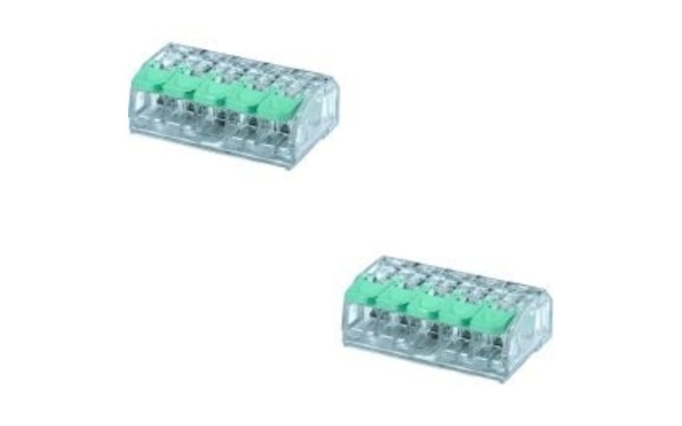 HLW LED Lasklem Slim Set 2 Stuks - 5 Polig met Groene Klemmetjes voor LED Toebehoren