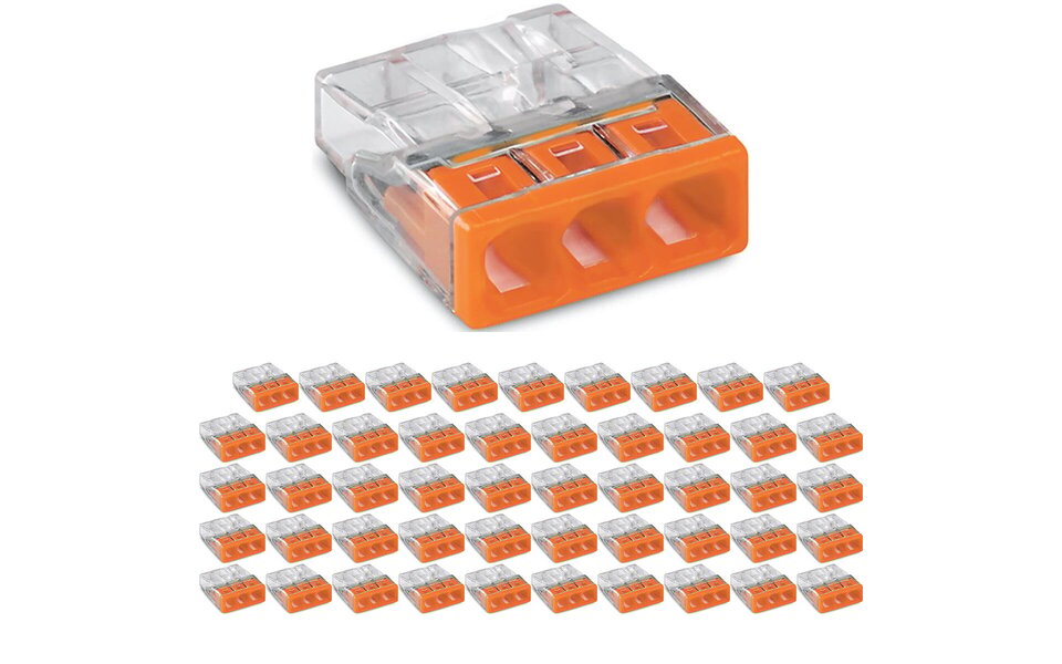 WAGO WAGO 3-pole Welding Terminal 0.5-2.5mm² Orange - Transparent LED Accessories - 50 Pieces