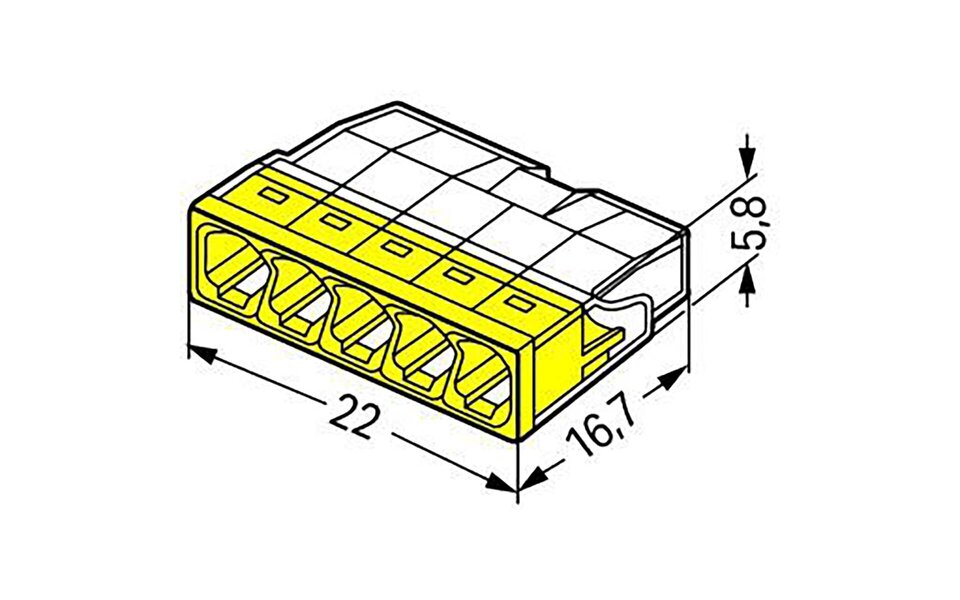 WAGO WAGO 5-polige Lasklem 0.5-2.5mm² Geel - 10 Stuks voor LED Toebehoren