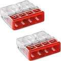 WAGO 4-polige Lasklem Rood 0.5-2.5mm² - LED Toebehoren - 2 Stuks