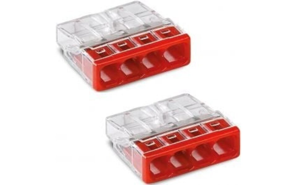 WAGO WAGO 4-pole Splice Connector Red 0.5-2.5mm² - LED Accessories - 2 Pieces