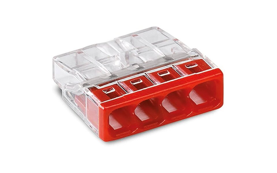 WAGO WAGO Lasklem 4-polig Rood 0.5-2.5mm² - Transparant - LED toebehoren - 100 stuks