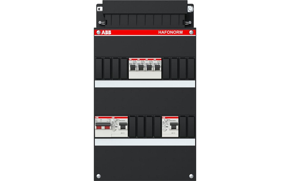 ABB ABB Hafonorm 1-phase distribution box - 4x groups, 2x 30mA + HS | LED accessories