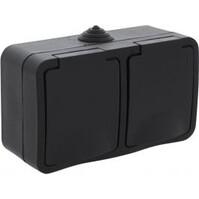 Q-LINK Dubbel Buitenstopcontact Mat Zwart - Spatwaterdicht IP54 Q-LINK Dubbel Buitenstopcontact Mat Zwart - Spatwaterdicht IP54