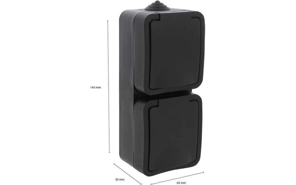 Q-LINK Q-LINK Outdoor Wall Socket - Double Splashproof IP54 Matte Black Q-LINK Q-LINK Outdoor Wall Socket - Double Splashproof IP54 Matte Black