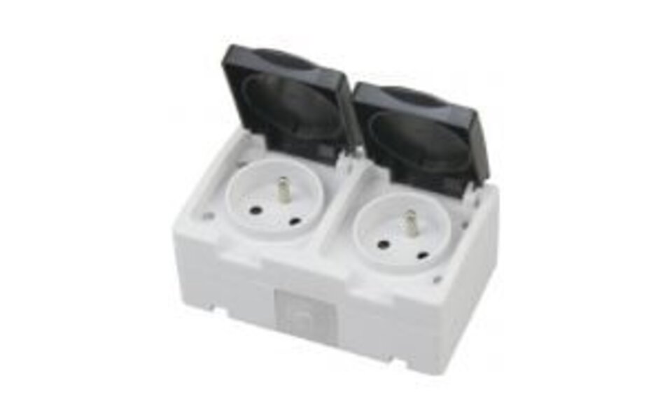 Q-LINK Q-LINK Wandcontactdoos Buiten - Dubbel Spatwaterdicht IP54 Mat Zwart