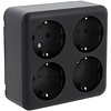 Q-LINK 4-way Wall Socket Matte Black with Child Safety
