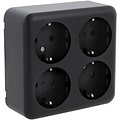 Q-LINK 4-way Surface-mounted Wall Socket Matte Black with Earth Connection and Child Safety Q-LINK 4-way Surface-mounted Wall Socket Matte Black with Earth Connection and Child Safety
