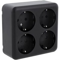 Q-LINK 4-way Wall Socket Matte Black with Child Safety