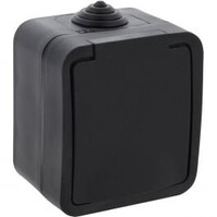Q-LINK Single Outdoor Wall Socket IP54 Matte Black