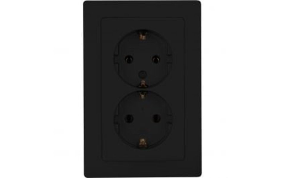 KOPP KOPP Paris HK05 Wall Socket - Built-in Double Socket Matte Black, Safe LED Accessories KOPP KOPP Paris HK05 Wall Socket - Built-in Double Socket Matte Black, Safe LED Accessories