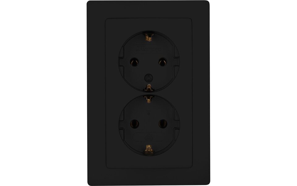KOPP KOPP Paris HK05 Wall Socket - Built-in Double Socket Matte Black, Safe LED Accessories KOPP KOPP Paris HK05 Wall Socket - Built-in Double Socket Matte Black, Safe LED Accessories