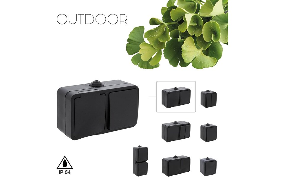 Q-LINK Q-LINK Wandcontactdoos 1-voudig met Wisselschakelaar, IP54, Randaarde, Mat Zwart Q-LINK Q-LINK Wandcontactdoos 1-voudig met Wisselschakelaar, IP54, Randaarde, Mat Zwart